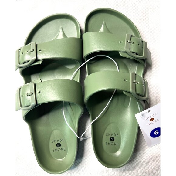 Shade & Shore Other - Shade & Shore Adjustable Strap Olive Green Slide Sandals Size 6 Lightweight